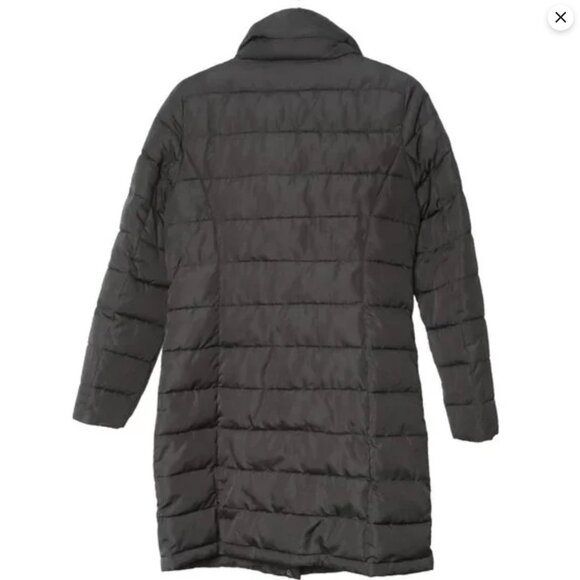 DKNY Asymmetrical Puffer Jacket Packable Winter Coat Hooded Black Pillow Collar - Picture 10 of 16